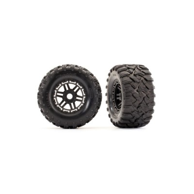 Traxxas Maxx All-Terrain Tires & Black Wheels, Assembled & Glued (2)