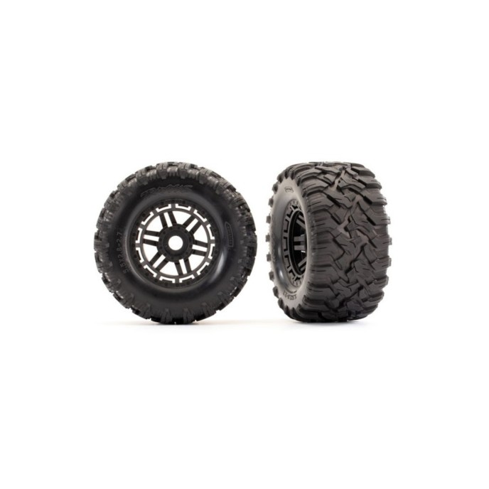 Traxxas Maxx All-Terrain Tires & Black Wheels, Assembled & Glued (2)