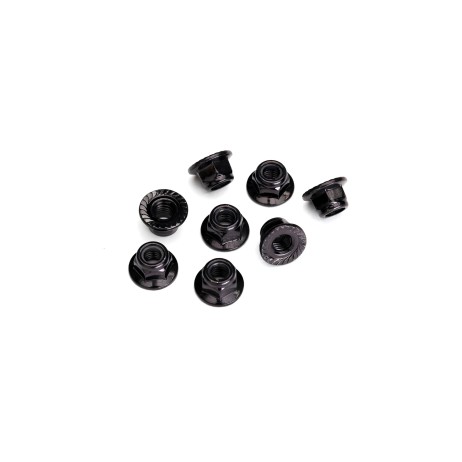 Traxxas 5mm Flanged Nylon Locking Nuts, Black Serrated (8) - Image product