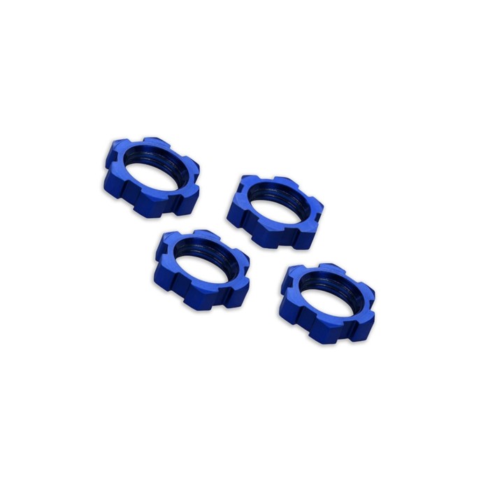 Traxxas 17mm Splined Serrated Wheel Nuts, Blue-Anodized (4)