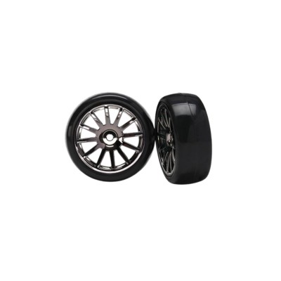 Traxxas Tires & Wheels, 12-Spoke Black Chrome