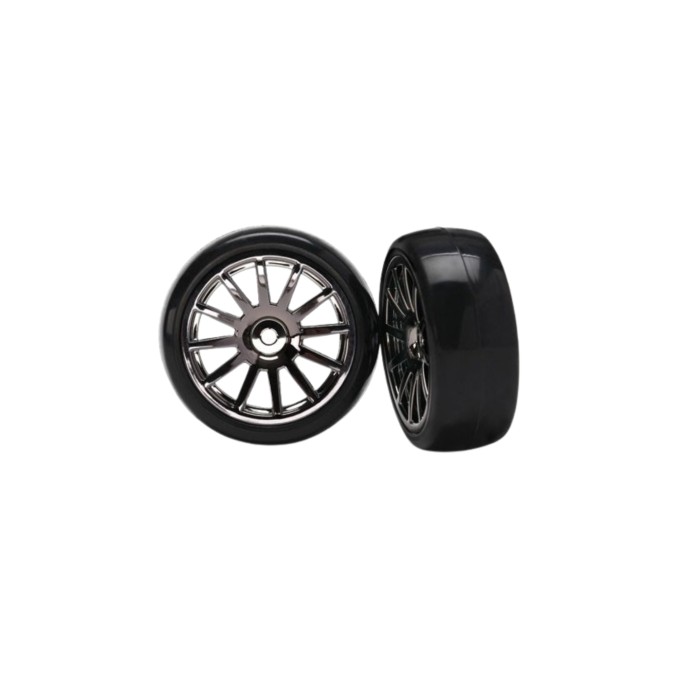 Traxxas Tires & Wheels, 12-Spoke Black Chrome